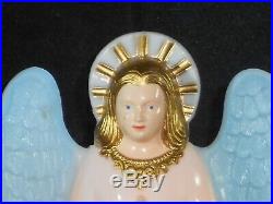 Vintage USAlite Hard Plastic Lighted Christmas Angel Tree Topper with Blue Wings