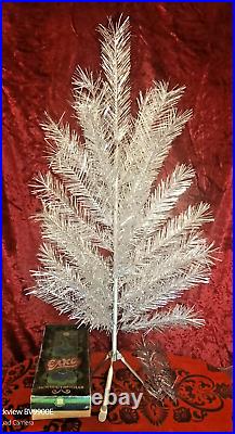 Vintage USSR CHRISTMAS TREE. Aluminum color 4Ft very rare box