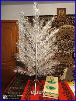 Vintage USSR CHRISTMAS TREE. Aluminum color 4Ft very rare box! New