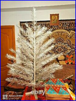 Vintage USSR Pom Pom christmas tree. Aluminum color 4.3ft very rare. 1991s new