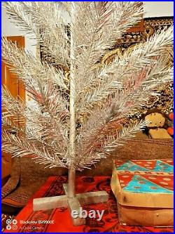 Vintage USSR Pom Pom christmas tree. Aluminum color 4.3ft very rare. 1991s new