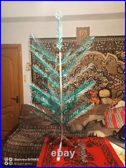 Vintage USSR artificial CHRISTMAS TREE Green and aluminum color! 4.2Ft