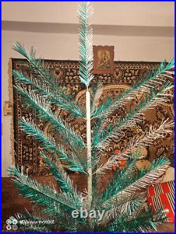 Vintage USSR artificial CHRISTMAS TREE Green and aluminum color! 4.2Ft
