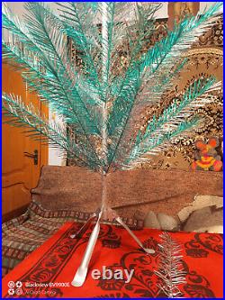 Vintage USSR artificial CHRISTMAS TREE Green and aluminum color! 4.2Ft