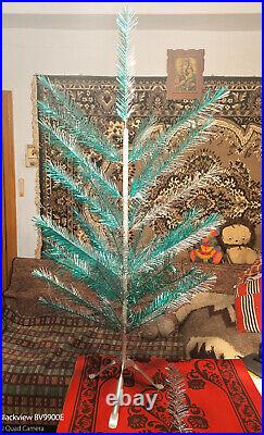 Vintage USSR artificial CHRISTMAS TREE Green and aluminum color! 4.2Ft