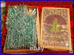 Vintage USSR artificial CHRISTMAS TREE Green and aluminum color! 4.3ft Box 76s