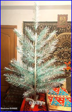 Vintage USSR artificial CHRISTMAS TREE Green and aluminum color! 4.3ft Box 80s