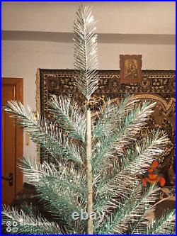 Vintage USSR artificial CHRISTMAS TREE Green and aluminum color! 4.3ft Box 80s