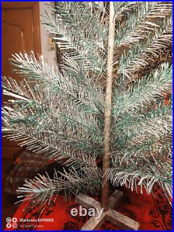 Vintage USSR artificial CHRISTMAS TREE Green and aluminum color! 4.3ft Box 80s