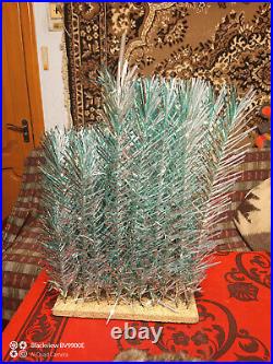 Vintage USSR artificial CHRISTMAS TREE Green and aluminum color! 4.3ft Box 80s