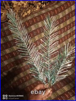 Vintage USSR artificial CHRISTMAS TREE Green and aluminum color! 4.3ft Box 80s