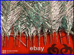 Vintage USSR artificial CHRISTMAS TREE Green and aluminum color! 4.3ft Box 80s