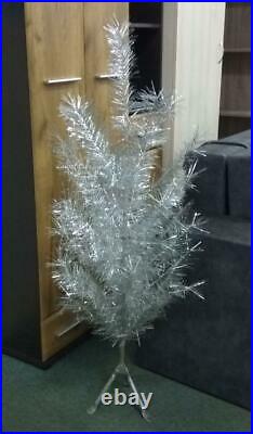 Vintage USSR artificial Christmas Tree. Aluminum Color 51in Santa Tree very Rare