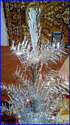 Vintage USSR artificial christmas tree. Aluminum color 26in very rare. New! Box