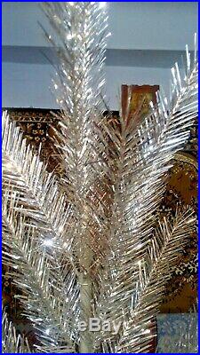Vintage USSR artificial christmas tree. Aluminum color. 4,2ft. BOX 1982s