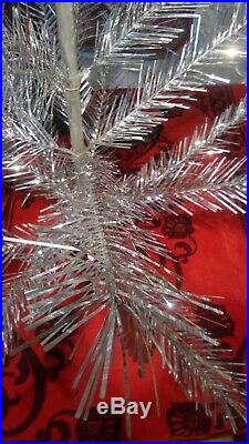 Vintage USSR artificial christmas tree. Aluminum color. 4,2ft. BOX 1982s