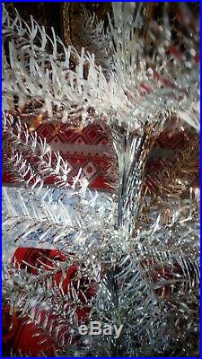 Vintage USSR artificial christmas tree. Aluminum color. 43in ORIGINAL. Box