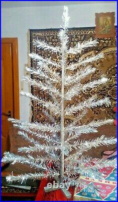Vintage USSR artificial christmas tree. Aluminum color. 47in. Very rare. Box