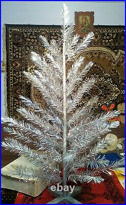 Vintage USSR artificial christmas tree. Aluminum color 47in very rare. Box