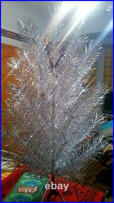Vintage USSR artificial christmas tree. Aluminum color 47in very rare. Box