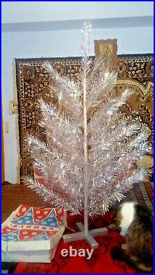Vintage USSR artificial christmas tree. Aluminum color 47in very rare. Box new
