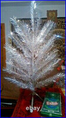 Vintage USSR artificial christmas tree. Aluminum color 47in very rare. New! Box