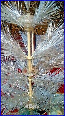 Vintage USSR artificial christmas tree. Backlight! Aluminum color. 27.5in set