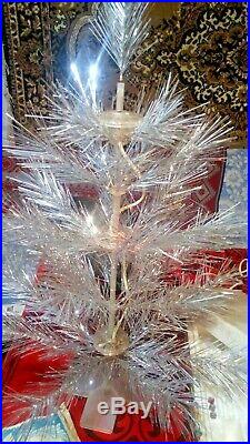 Vintage USSR artificial christmas tree. Backlight! Aluminum color. 27.5in set