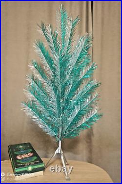 Vintage USSR artificial christmas tree Emerald and aluminum color! 4Ft Box! New