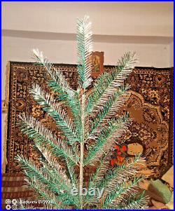 Vintage USSR artificial christmas tree Green and aluminum color! 4.4Ft Box new