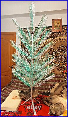 Vintage USSR artificial christmas tree Green and aluminum color! 4.4Ft Box new