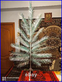 Vintage USSR artificial christmas tree Green and aluminum color! 4.7Ft Box