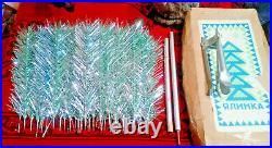 Vintage USSR artificial christmas tree Green and aluminum color 47in Box