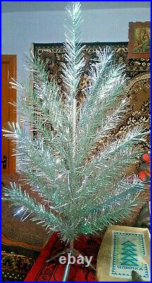 Vintage USSR artificial christmas tree Green and aluminum color 47in Box