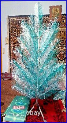 Vintage USSR artificial christmas tree. Luminum+Green color. 47in. Very rare