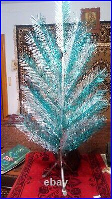 Vintage USSR artificial christmas tree. Luminum+Green color. 47in. Very rare