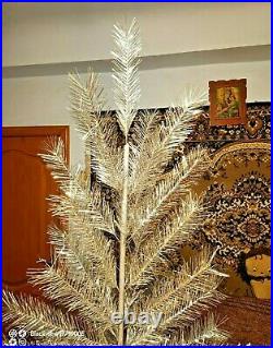 Vintage USSR artificial christmas tree aluminum color 4.6ft very rare box! 1988