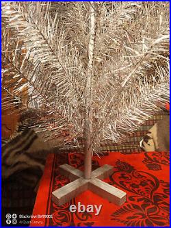 Vintage USSR christmas tree. Aluminum color 4.1ft very rare. 70s