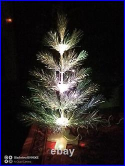 Vintage USSR christmas tree built-in backlight! Aluminum color. 2.3Ft New rare