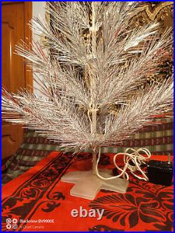 Vintage USSR christmas tree built-in backlight! Aluminum color. 2.3Ft New rare