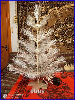 Vintage USSR christmas tree built-in backlight! Aluminum color. 2.3Ft New rare