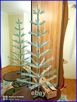 Vintage USSR christmas tree greenish auminum color 4.6ft Box