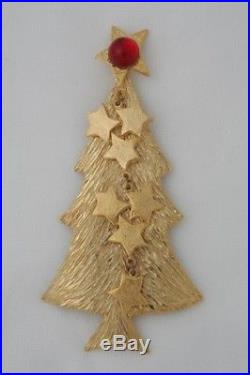 Vintage Ultracraft Swinging Star Christmas Tree Pin Signed Book Piece