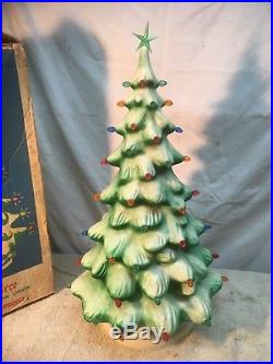 Vintage Union Hard Plastic Lighted Christmas Tree Blow Mold 20 Tall