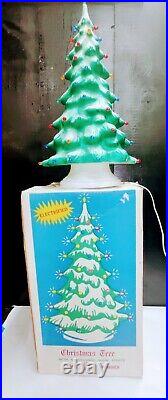 Vintage Union Products Blow Mold Christmas Tree 22 Illuminated with Orig Box EUC