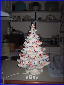 Vintage Very Large White Ceramic Christmas Tree With Music Box Moulded Base
