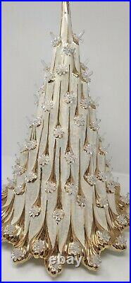 Vintage Volcano Lava Irredescent White and Gold Ceramic Christmas Tree