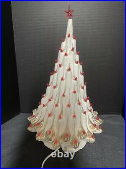 Vintage Volcano Lava Irredescent White and Gold Ceramic Christmas Tree With Base