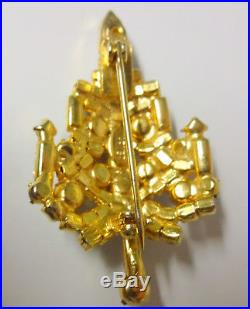 Vintage WARNER Rhinestone Christmas Candle Tree Figural Brooch Pin