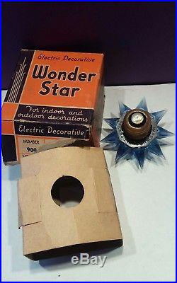 Vintage WONDER STAR MATCHLESS CHRISTMAS TREE LIGHT. With Box, Works, Blue& Crystal